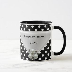 Grand Mug Tasse À Points Noir Perle