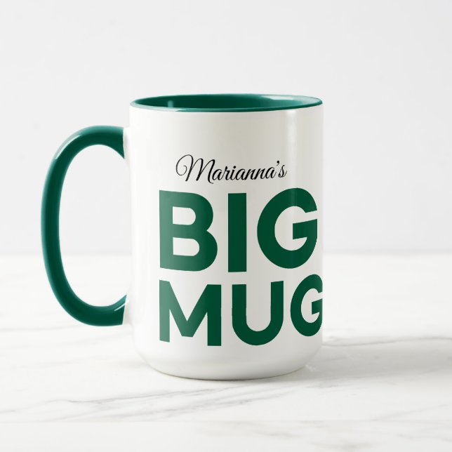 Grand Mug Vert | Énorme Mug | Nom personnalisé (Gauche)