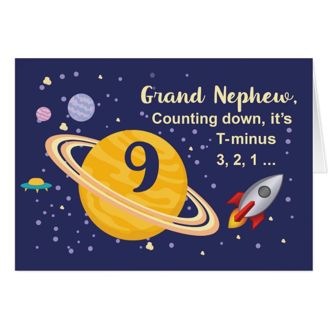 Grand Nephew 9e Planètes d'anniversaire dans l'esp (Devant horizontal)