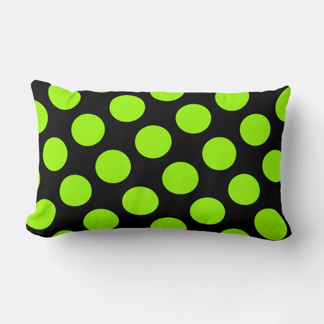 Grand noir et vert Polka Dot Coussin américain MoJ (Recto)