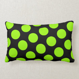 Grand noir et vert Polka Dot Coussin américain MoJ