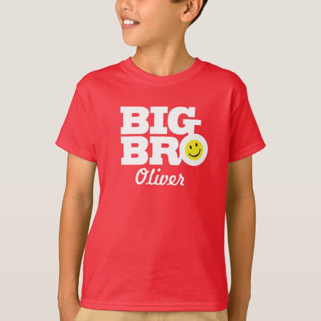 Grand nom bro blanc sur t-shirt enfant rouge (Devant)