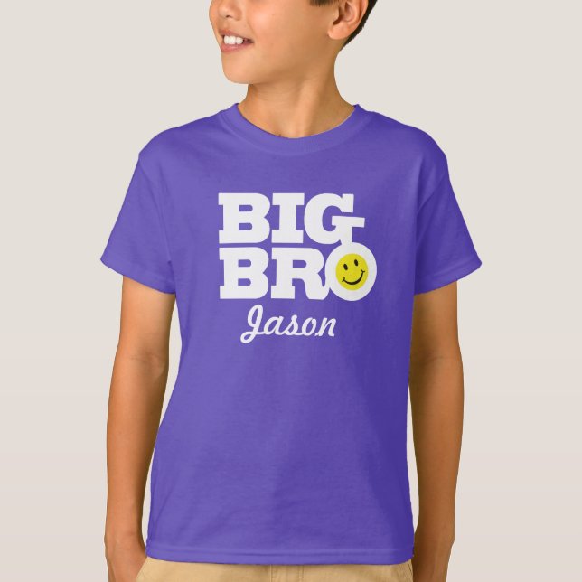 Grand nom bro blanc sur t-shirt enfant violet (Devant)