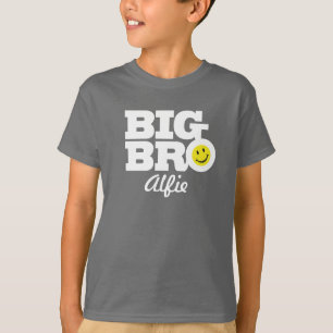 Grand nom de bro blanc sur t-shirt enfant gris