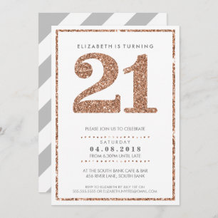 GRAND NOMBRE D'ÂGE INVITATION glam 21 parties scin