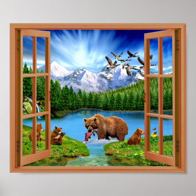 Grand Ours Wilderness Fake Window Poster (Devant)