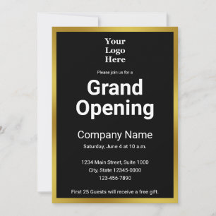 Grand ouverture Black and Gold Business Invitation