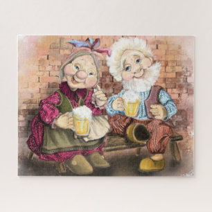 Grand-parents avec Bière Puzzle Amusant cadeau - P