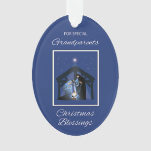 Grand-parents Bénédiction de Noël Manger on Blue