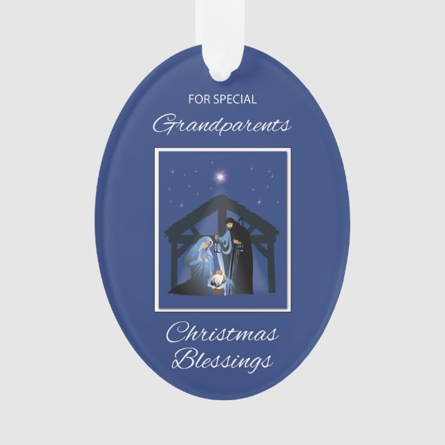 Grand-parents Bénédiction de Noël Manger on Blue (devant)