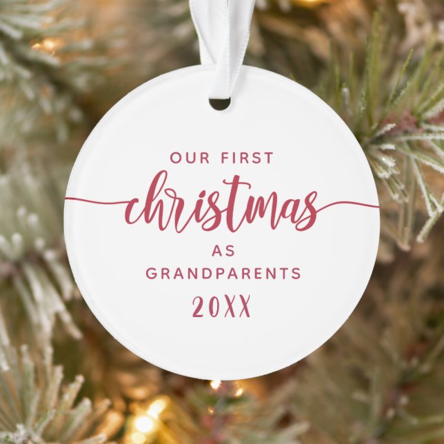 Grand-parents First Christmas Red Script Photo (Arbre)