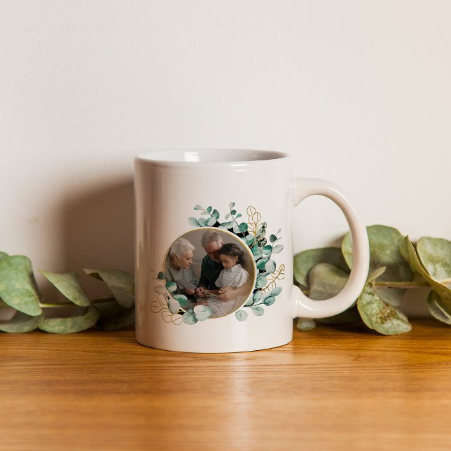 Grand-parents photo eucalyptus Wreath Coffee Mug (Créateur téléchargé)
