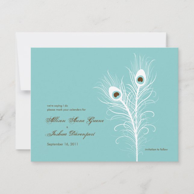 Grand Peacocks Enregistrer la date Invitation (Devant)