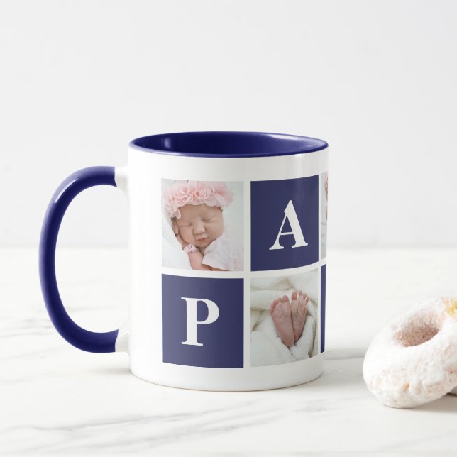 Grand-père 5 Photo Collage Papa Mug (Avec donut)