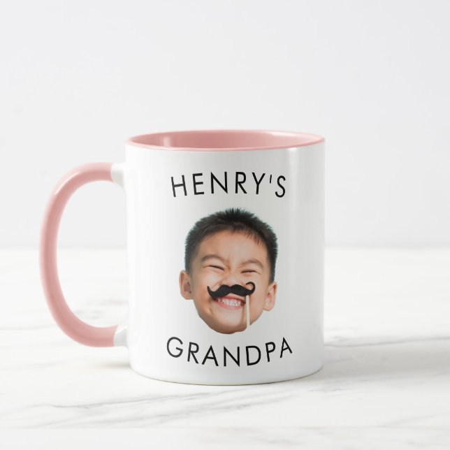 Grand-père Anniversaire, Visage bébé, Mug pour gra (Gauche)