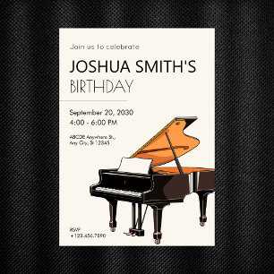 Grand Piano musique anniversaire Invitation