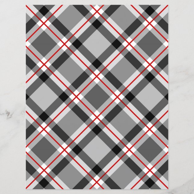 Grand Plaid moderne, noir, blanc, gris et rouge (Devant)
