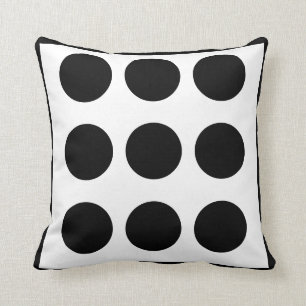 Grand point de polka noir et blanc coussin