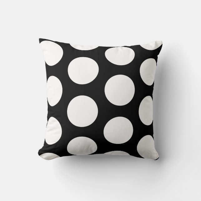 Grand pois noir et blanc coussin (Recto)