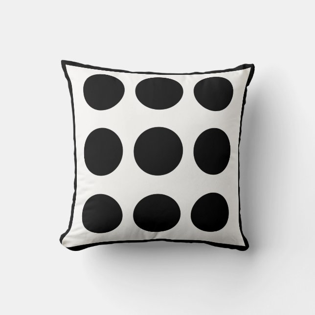 Grand pois noir et blanc coussin (Recto)