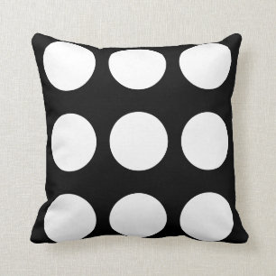 Grand pois noir et blanc coussin