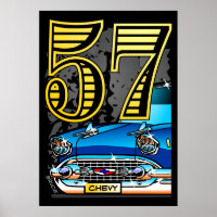 Grand Poster de dessin de voiture Chevy '57