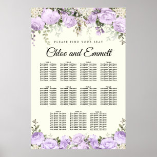 Grand Poster de Mariage à 11 tables de fleurs viol