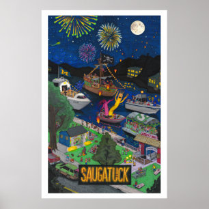 Grand poster de Saugatuck (Nuit)