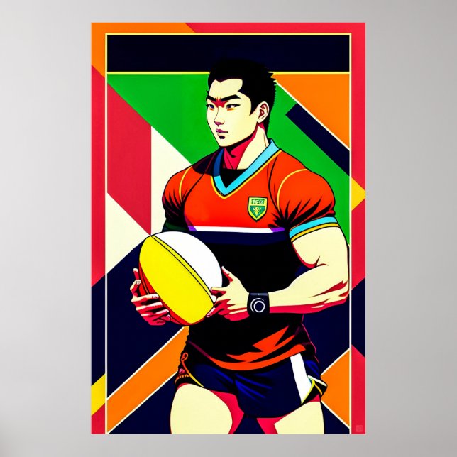 Grand Poster japonais de rugby (Devant)