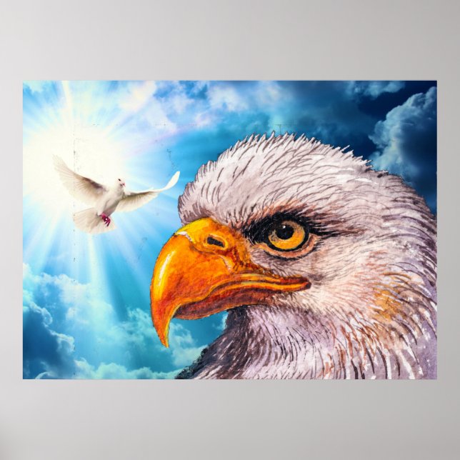 Grand Poster puissant d'aigle à tête blanche (Devant)
