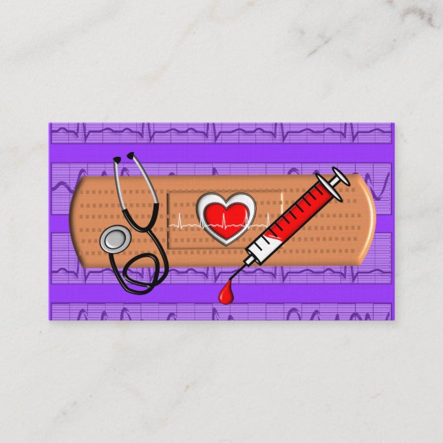 Grand pourpre Bandaid de cartes de visite Médicale (Devant)