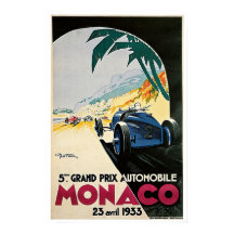 Grand Prix de Monaco 1933 Poster Vintage voyage