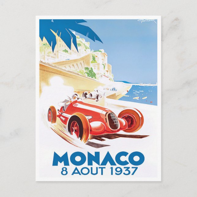 Grand Prix vintage de Monaco 1937 Carte postale (Devant)