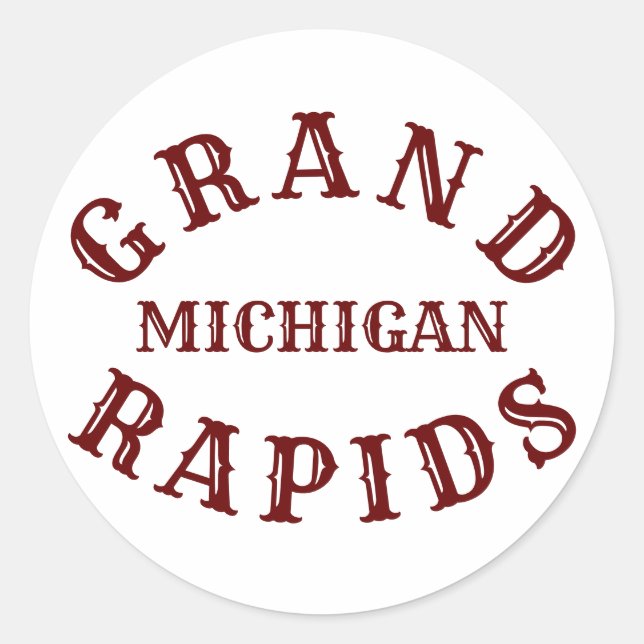 Grand Rapids, Sticker rond classique du Michigan (Devant)