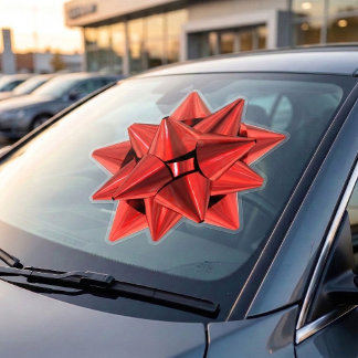 Grand ruban cadeau rouge autocollant pour fenêtre