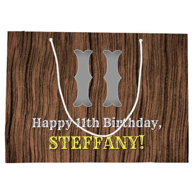 Grand Sac Cadeau 11e anniversaire : Pays inspiré par l'Ouest Look,  (Dos)