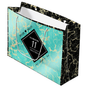 Grand Sac Cadeau 11ème anniversaire de Mariage turquoise