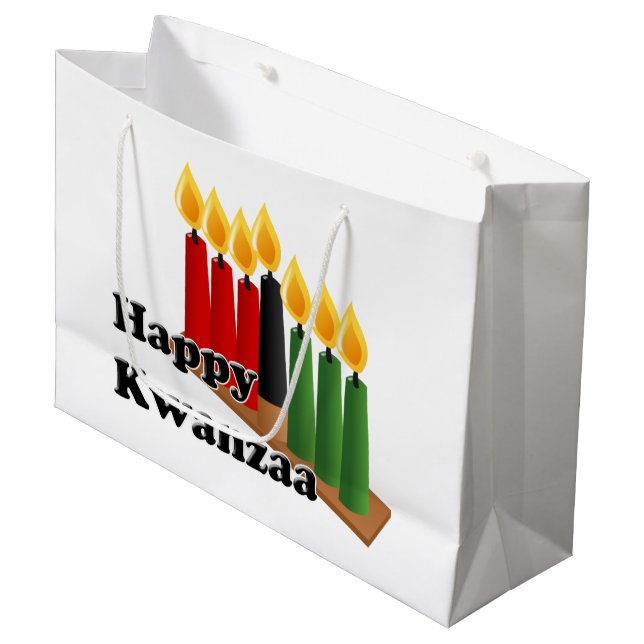 Grand Sac Cadeau 12-26 Heureux Kwanzaa (Devant Angle)