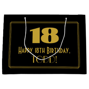 Grand Sac Cadeau 18e anniversaire — Représentation Art Déco "18