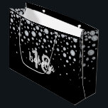Grand Sac Cadeau 18th birthday black white name glamorous diamonds<br><div class="desc">An elegant and glamorous 18th birthday gift bag. Black backdrop and faux diamonds. Templates for a name and age 18.  White and gray colored letters.  The name is written with a hand-lettered style script.</div>