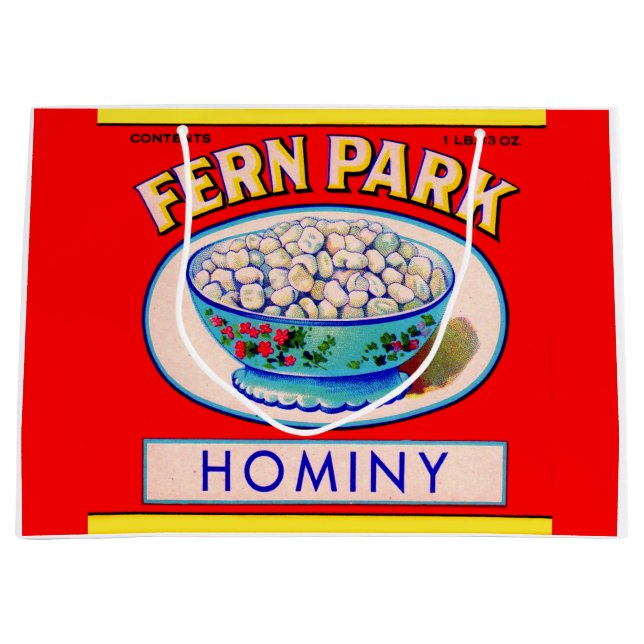Grand Sac Cadeau 1930 s Fern Park hominy grits label (Devant)