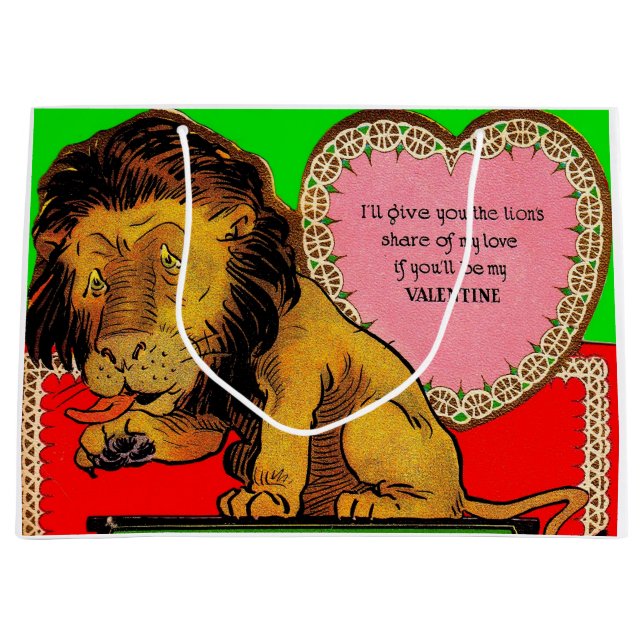 Grand Sac Cadeau 1930 Valentine La part du lion dans mon amour (Devant)