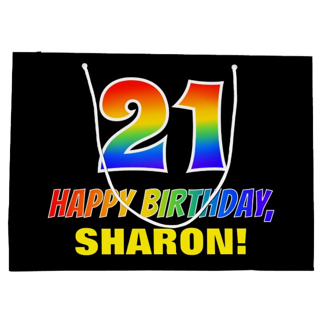 Grand Sac Cadeau 21e anniversaire : Audacieux, amusant, simple, arc (Dos)