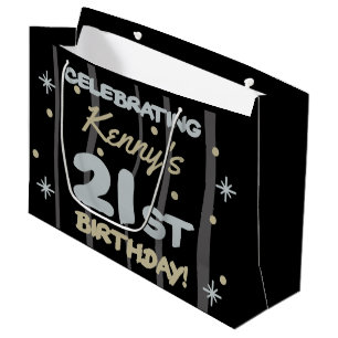 Grand Sac Cadeau 21e fête d'anniversaire Ajoutez votre nom
