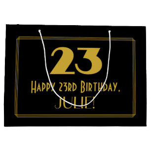 Grand Sac Cadeau 23e anniversaire — Art Déco Inspiré Look "23" & No