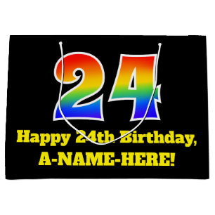 Grand Sac Cadeau 24e anniversaire ~ Amusant, coloré, Vibrant, Arc-e