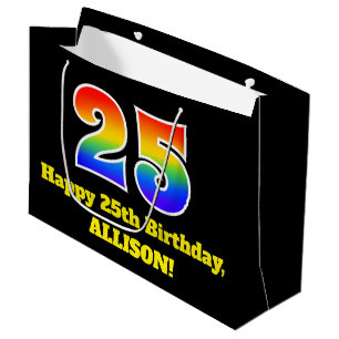 Grand Sac Cadeau 25e anniversaire ~ Amusant, coloré, Vibrant, Arc-e