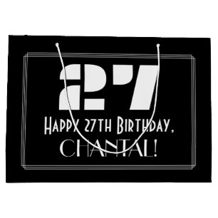 Grand Sac Cadeau 27e anniversaire ~ Art Déco Inspiré Look "27" + No