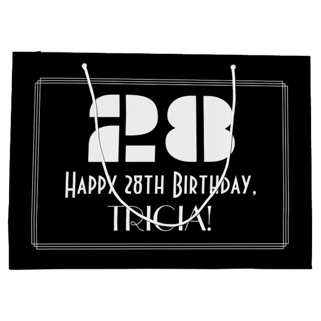 Grand Sac Cadeau 28e anniversaire ~ Art Déco Inspiré Look "28" + No (Dos)