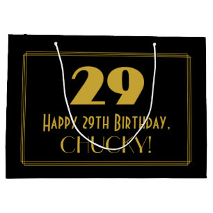 Grand Sac Cadeau 29e anniversaire — Art Déco Inspiré Look "29" & No